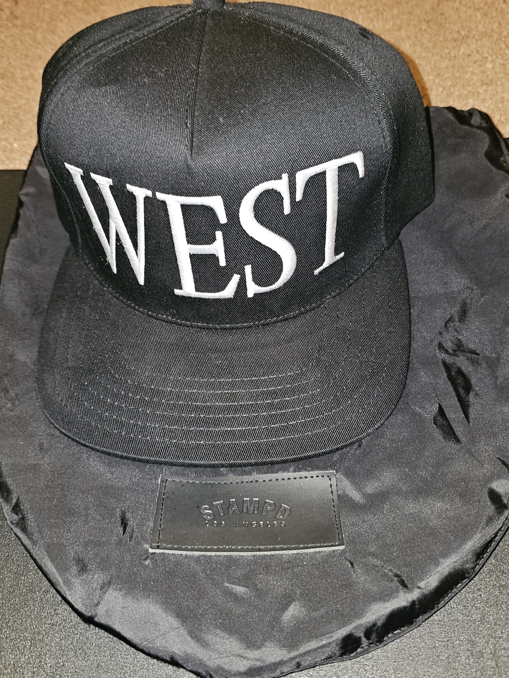 Stampd WEST (coast) Black Embroidered Logo Snapback Hat